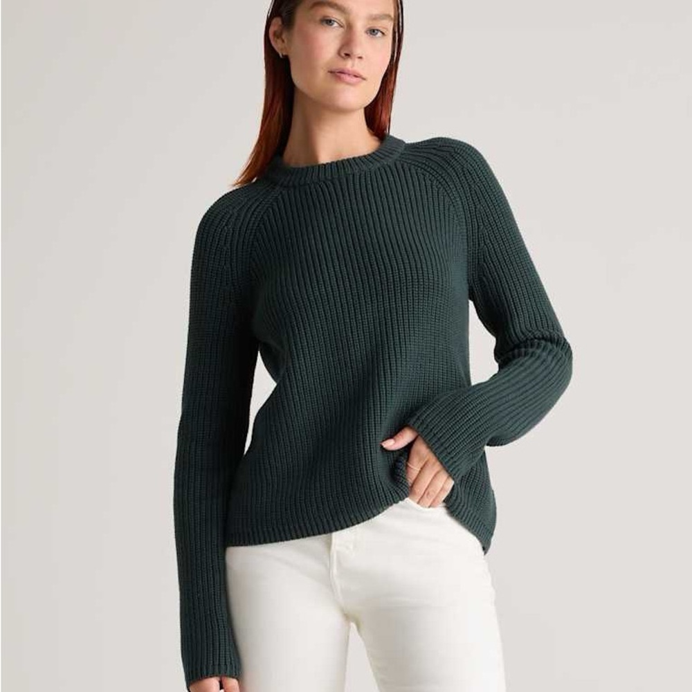 Quince Cotton Fisherman sweater, dark spruce, XL